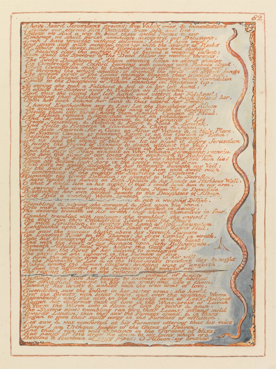 Jeruzsálem, 82. tábla, hallottam Jeruzsálem nyögését... alkotó: William Blake