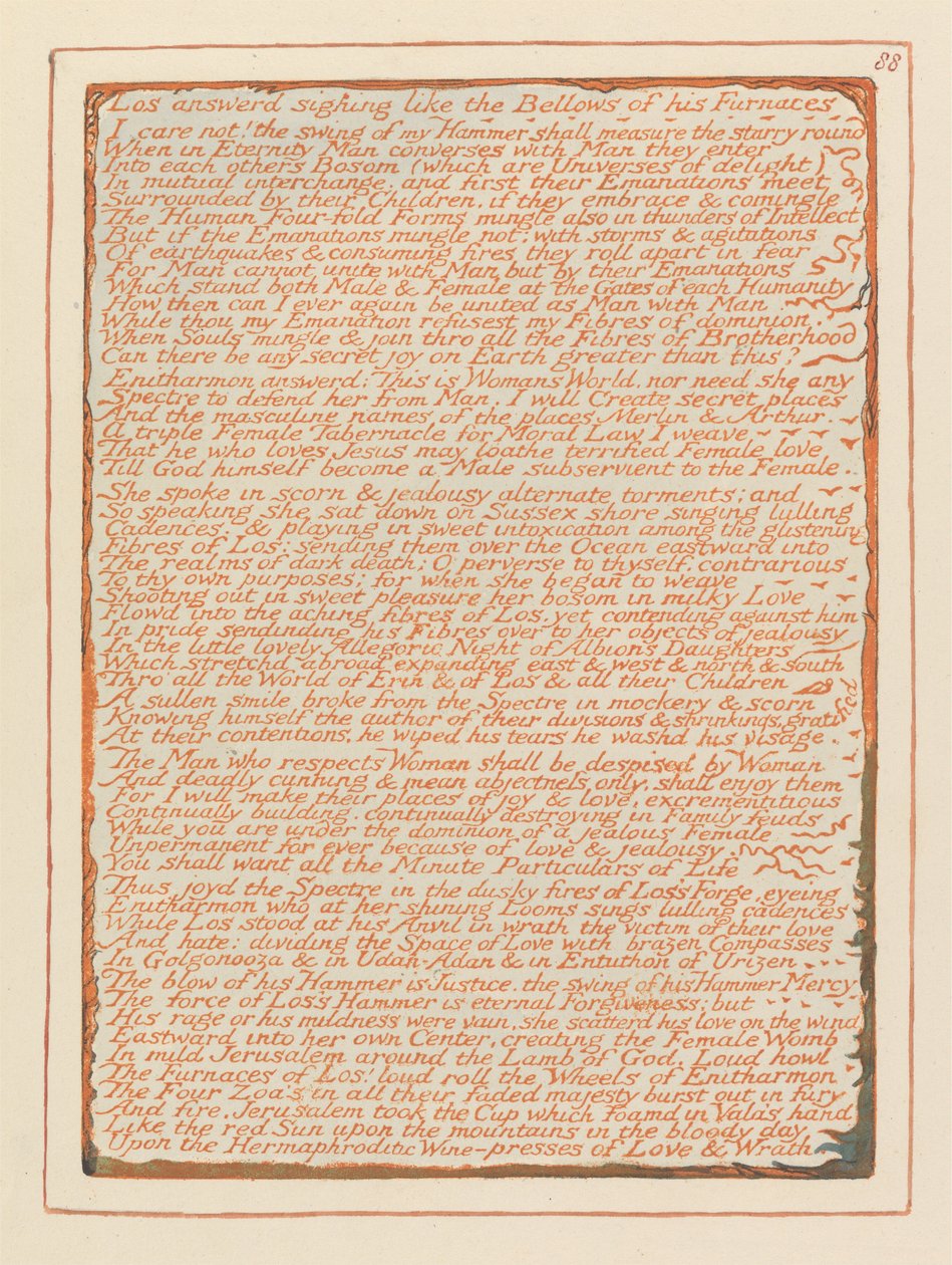 Jeruzsálem, 88. tábla, Los sóhajtva válaszolt.... alkotó: William Blake