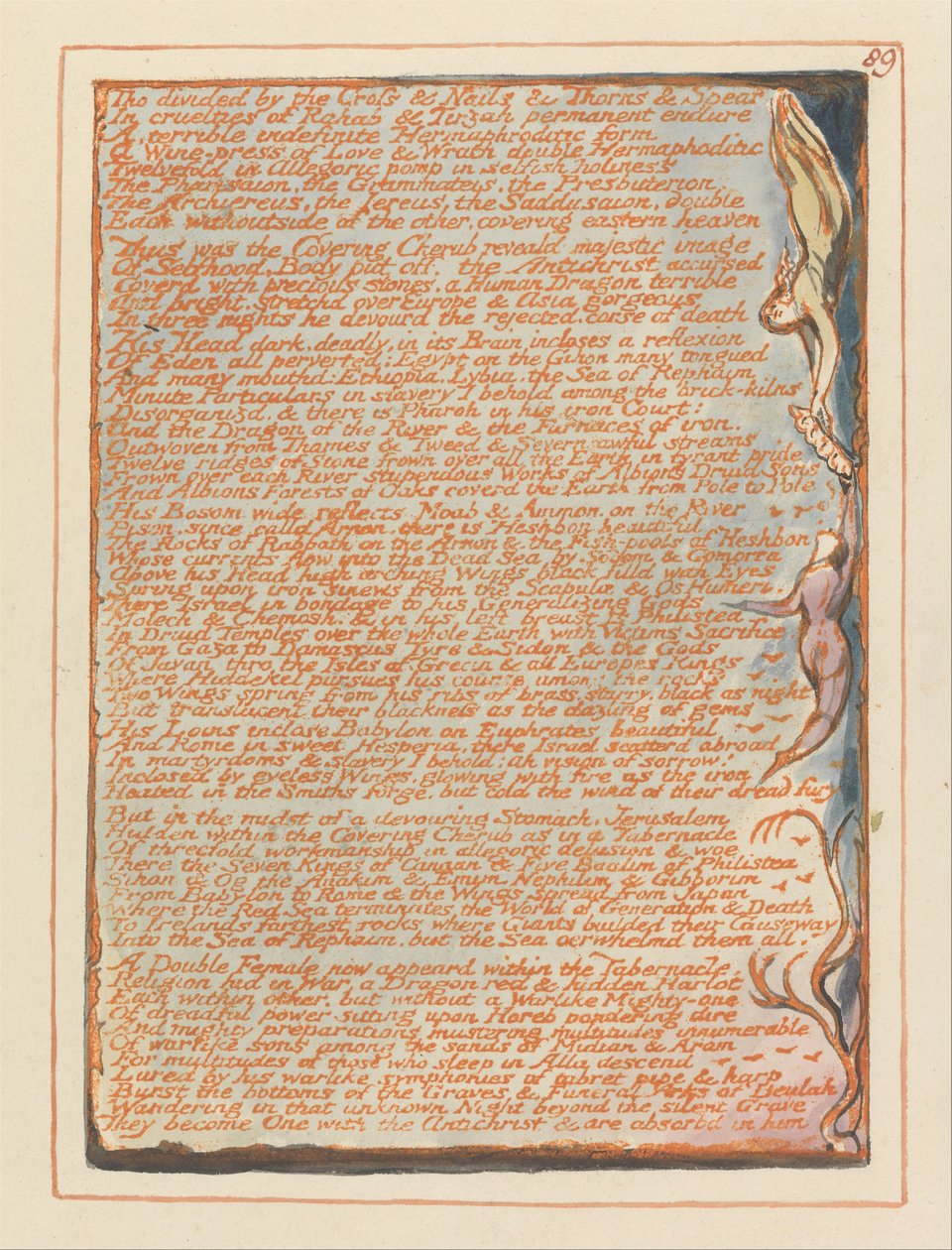 Jeruzsálem, 89. tábla, Tho osztva a kereszttel .... alkotó: William Blake