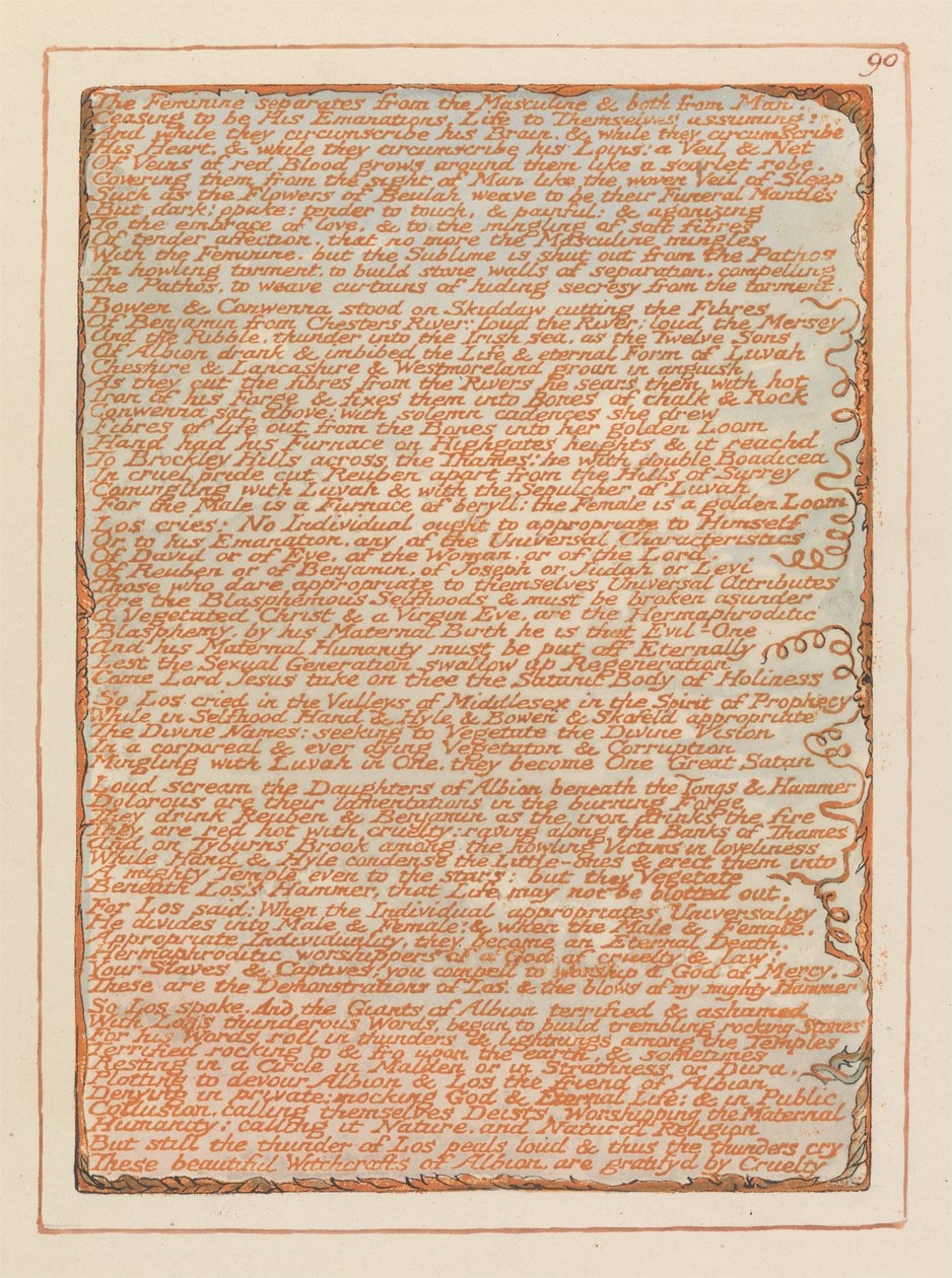 Jeruzsálem, 90. tábla, A nőiség elválaszt.... alkotó: William Blake