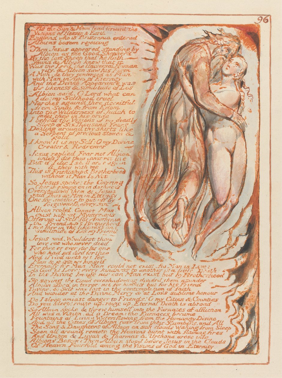Jeruzsálem, 96. tábla, Ahogyan a Nap és a Hold előre visz… alkotó: William Blake