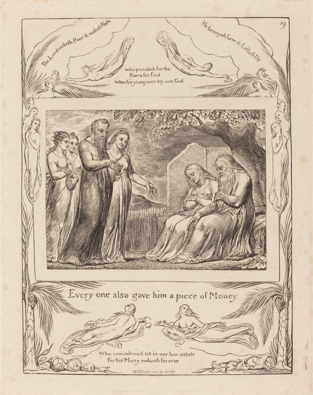 Jób elfogadja az alamizsnát alkotó: William Blake