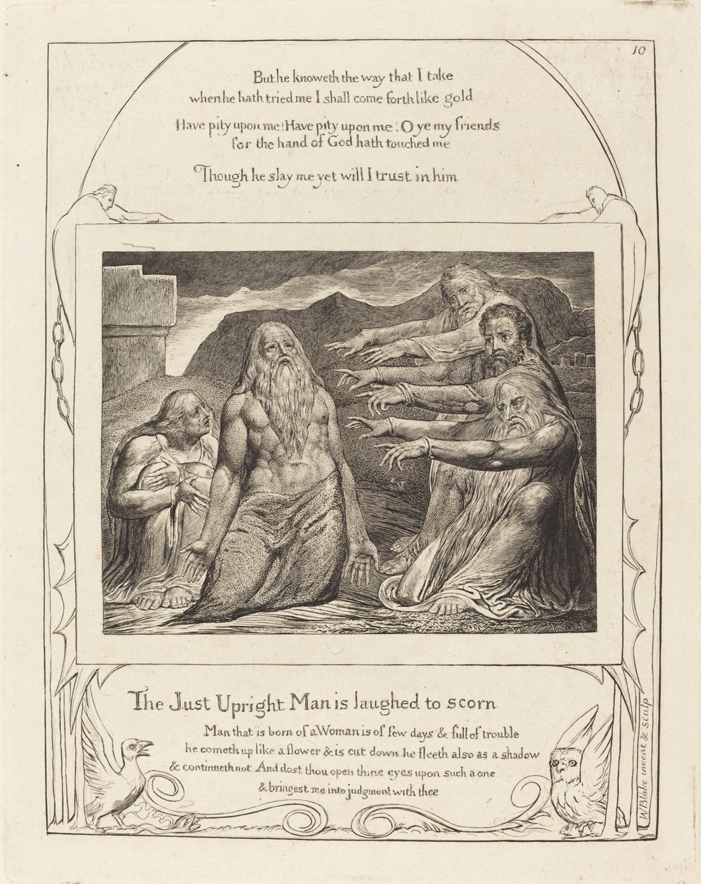 Jóbot barátai megdorgálták, 1825. alkotó: William Blake