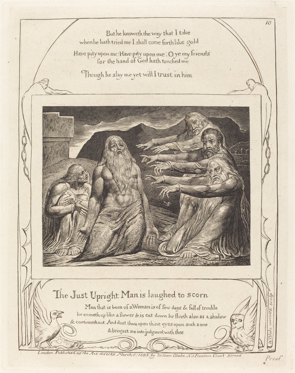 Jóbot barátai megdorgálták, 1825. alkotó: William Blake