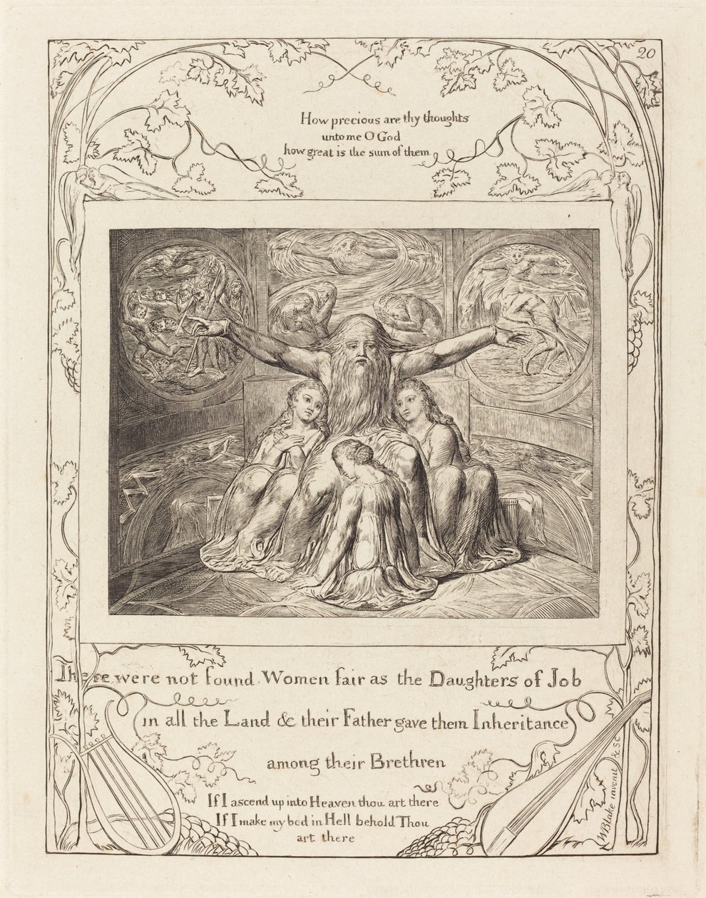 Jób és lányai, 1825. alkotó: William Blake
