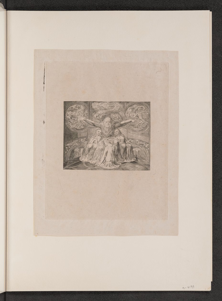 Jób és lányai, 1825. alkotó: William Blake