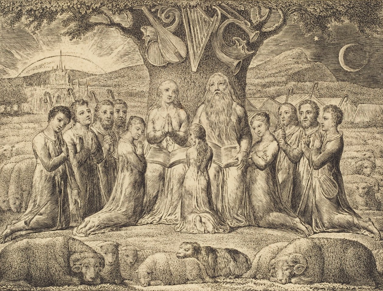 Jób és családja, 1825. alkotó: William Blake