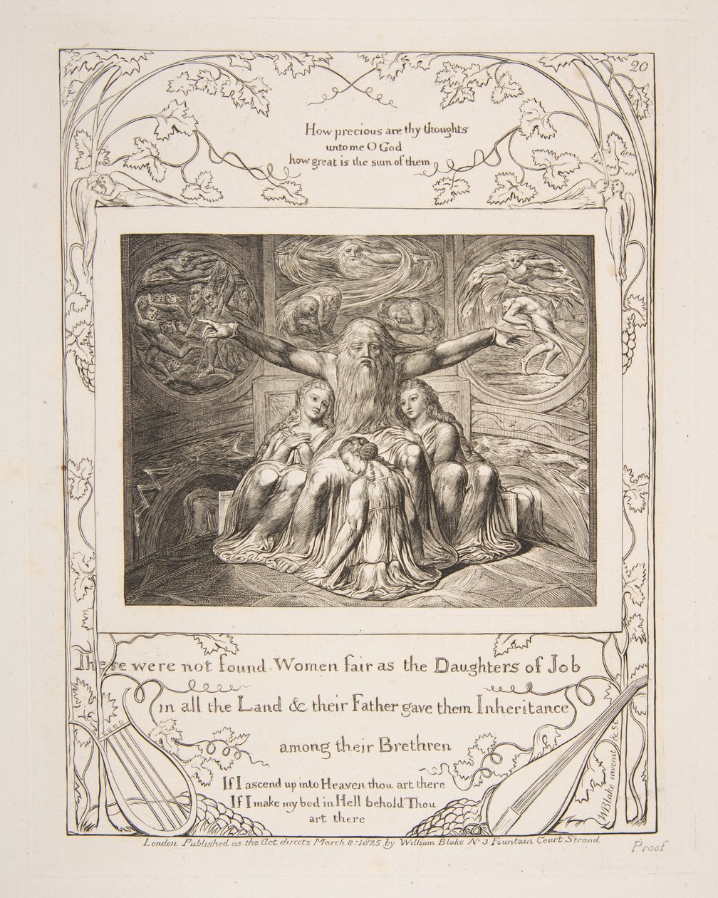 Jób és lányai, az Illusztrációk Jób könyvéből, 1825-26. alkotó: William Blake