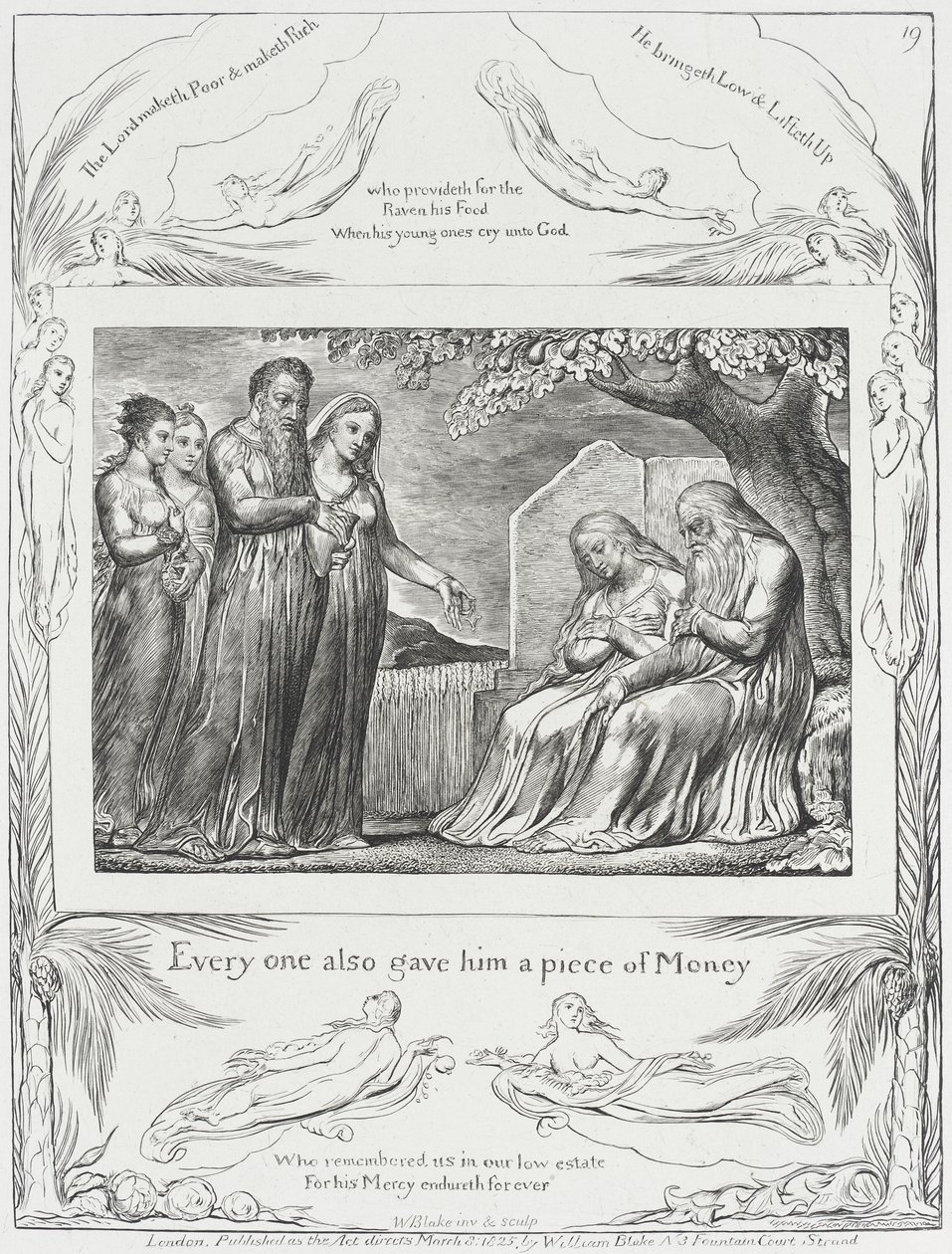 Jób és felesége alamizsnát kapnak alkotó: William Blake