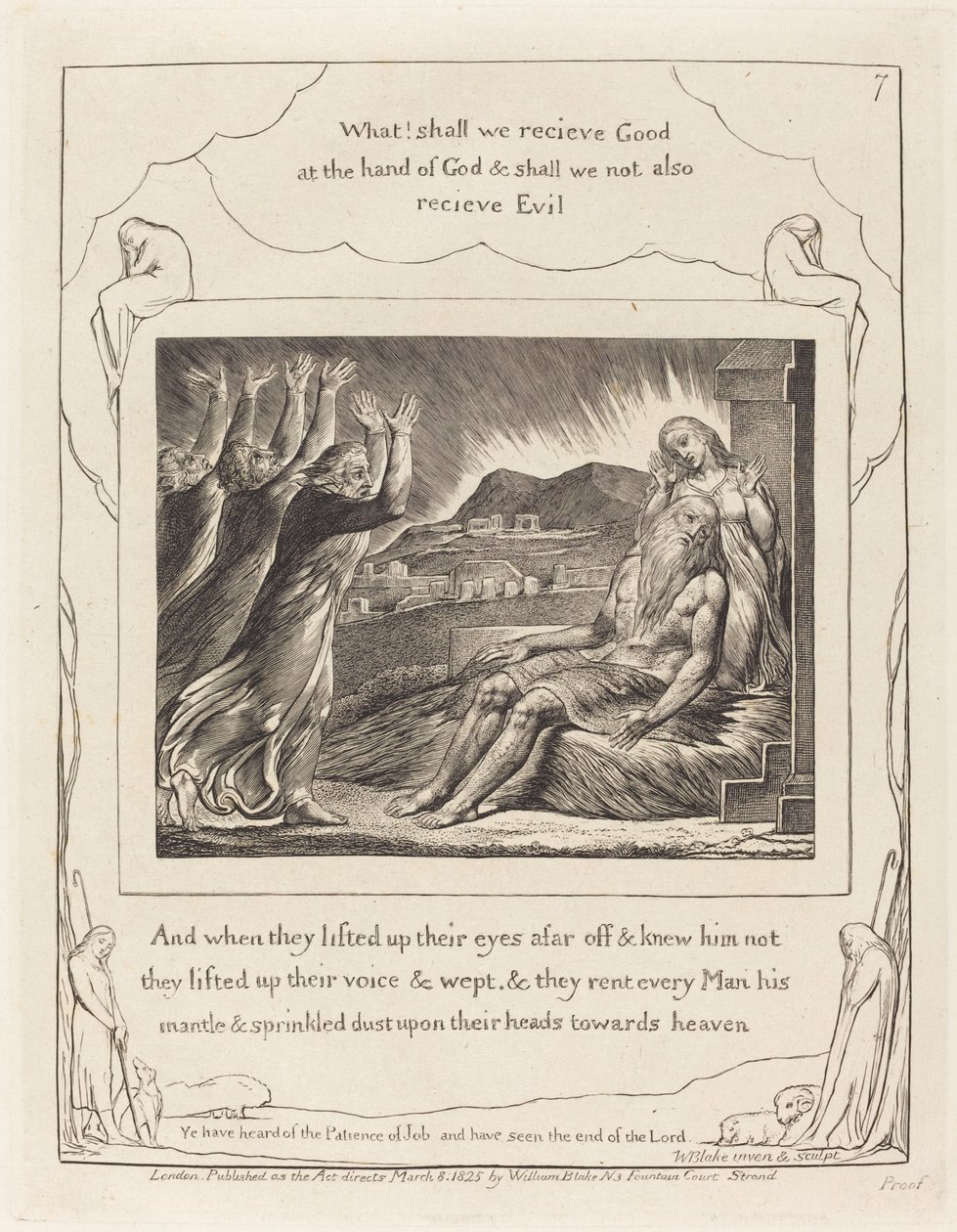 Jób vigasztalói, 1825. alkotó: William Blake