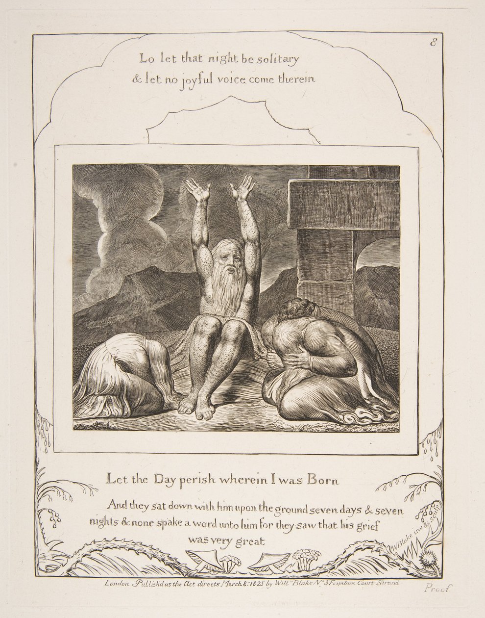 Jobs Despair, az Illusztrációk a Jób könyvéből, 1825-26. alkotó: William Blake