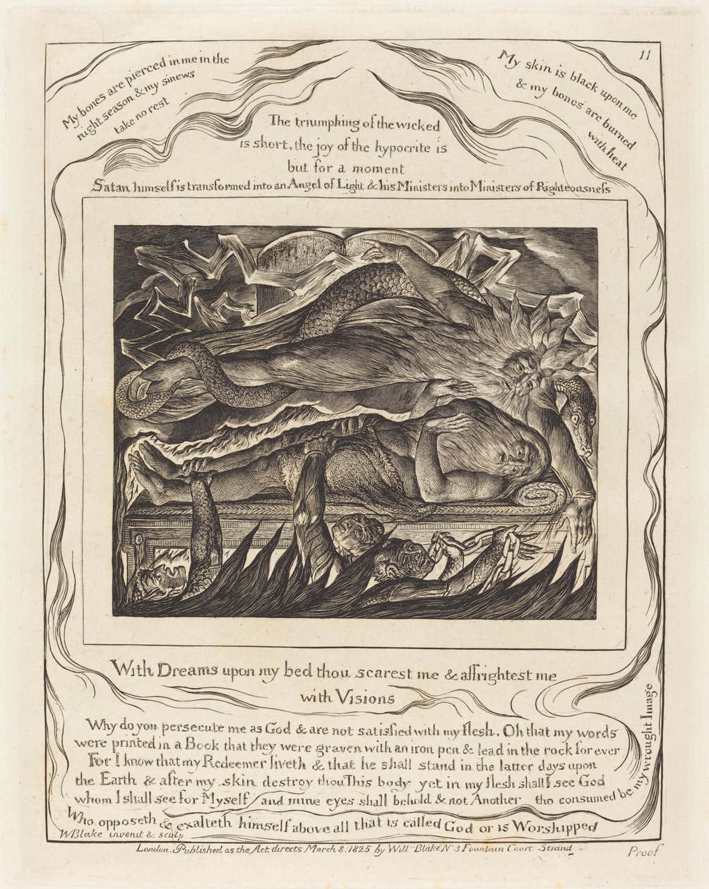 Jób gonosz álmai, 1825. alkotó: William Blake