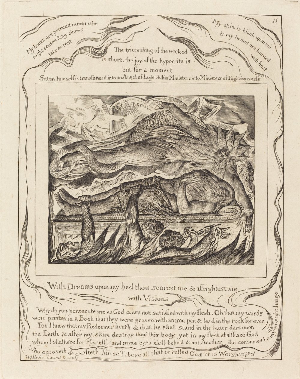 Jób gonosz álmai, 1825. alkotó: William Blake
