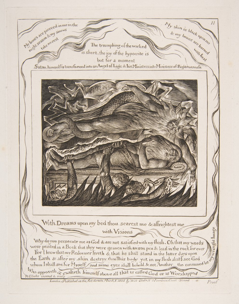Jobs Evil Dreams, az Illusztrációk a Jób könyvéből, 1825-26. alkotó: William Blake