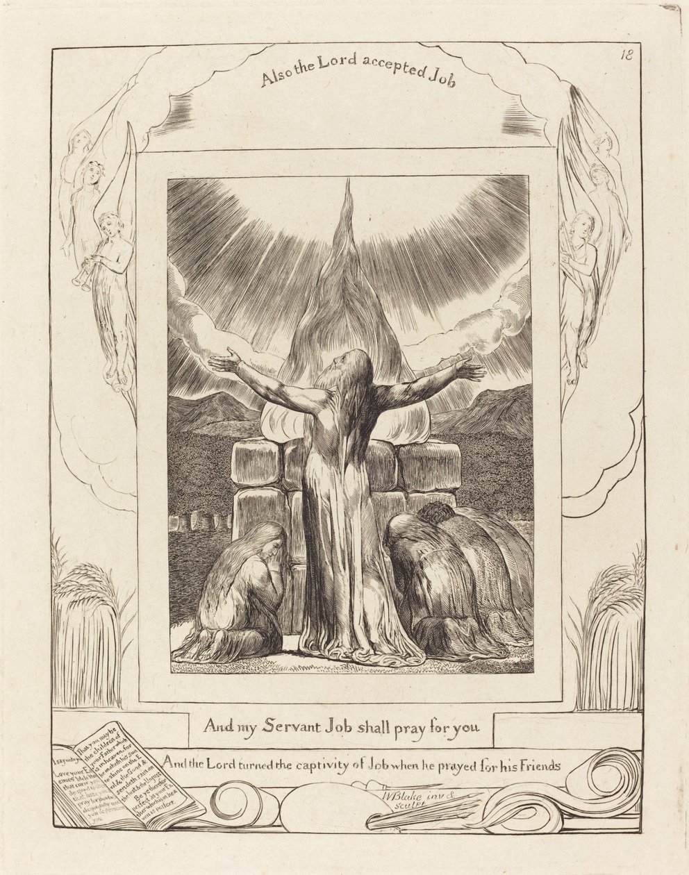Jób áldozata, 1825. alkotó: William Blake