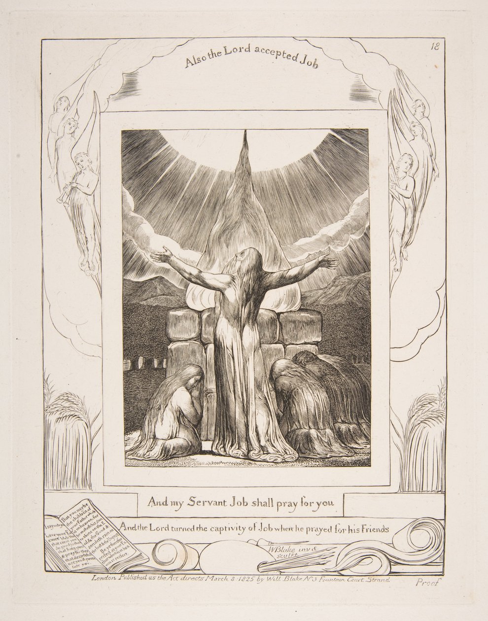 Jobs Sacrifice, az Illusztrációk a Jób könyvéből, 1825-26. alkotó: William Blake