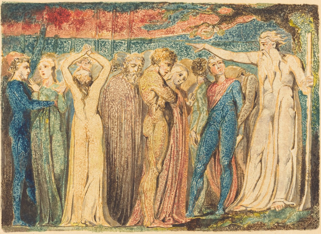 Arimatheai József prédikál a briteknek, kb. 17941796. alkotó: William Blake