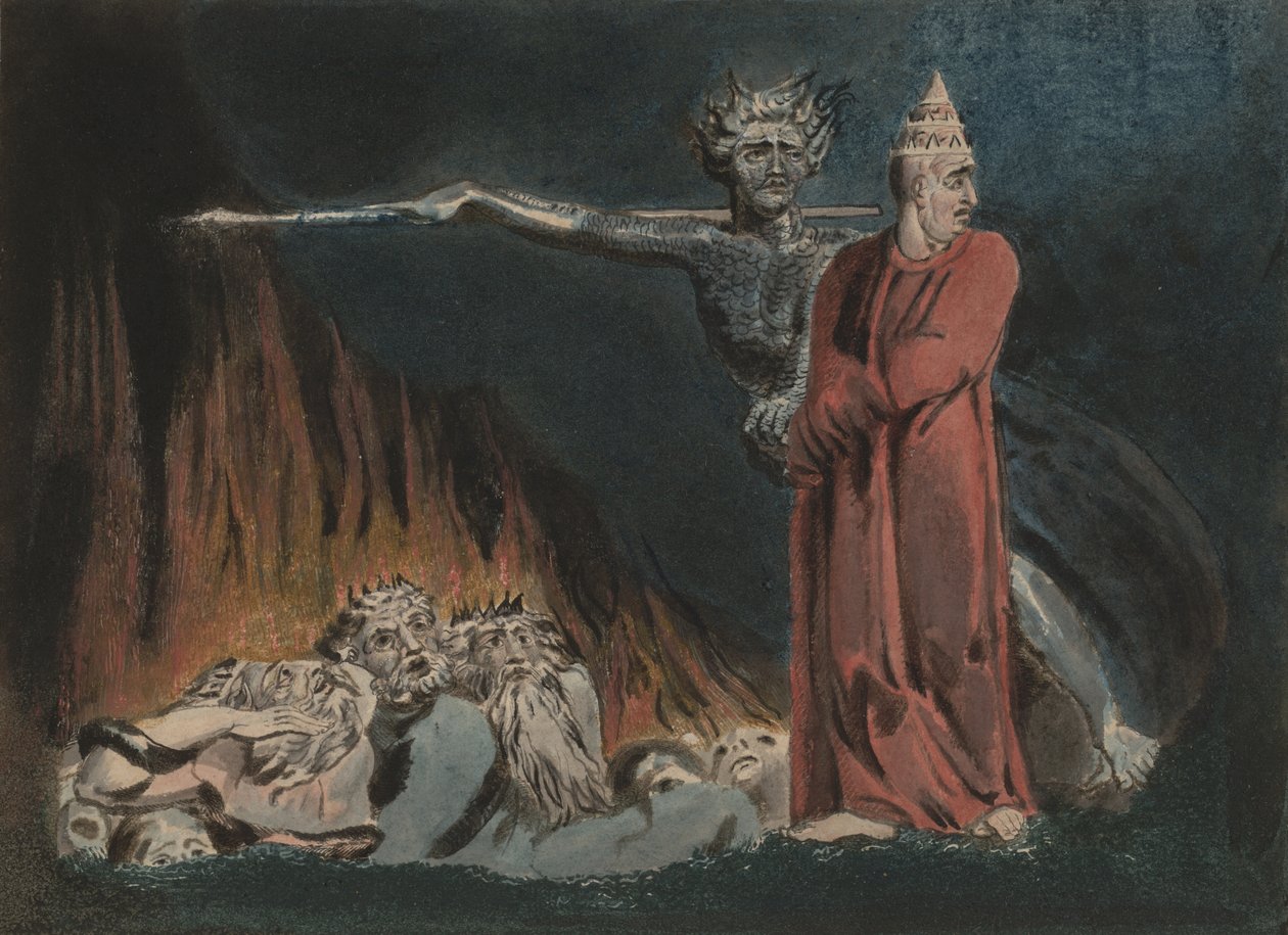 Lucifer és a pápa a pokolban, 1794-96 körül alkotó: William Blake