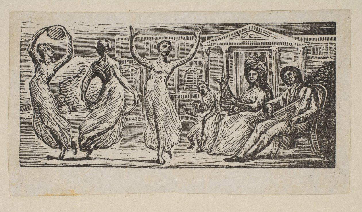 Menalcus Watching Women Dance, Thornton Vergilius pásztorai című művéből, 1821. alkotó: William Blake
