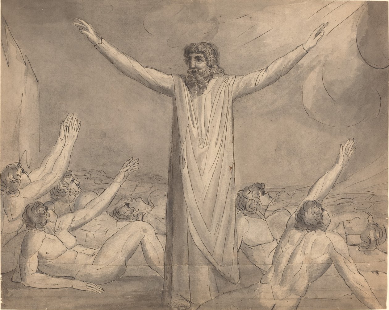 Mózes marad a pestisben (?) [recto] alkotó: William Blake
