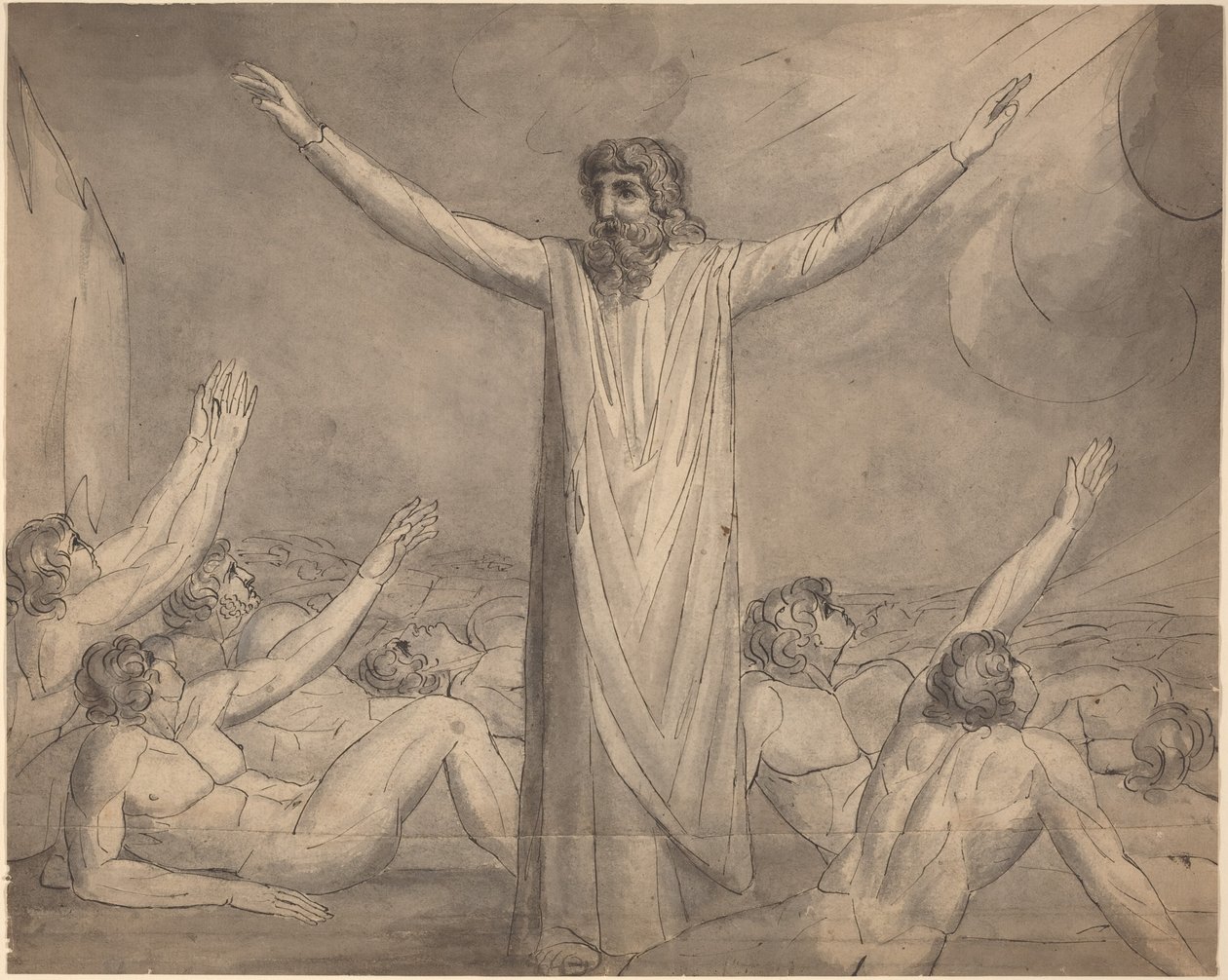 Mózes megállítja a csapást () [előlap] alkotó: William Blake