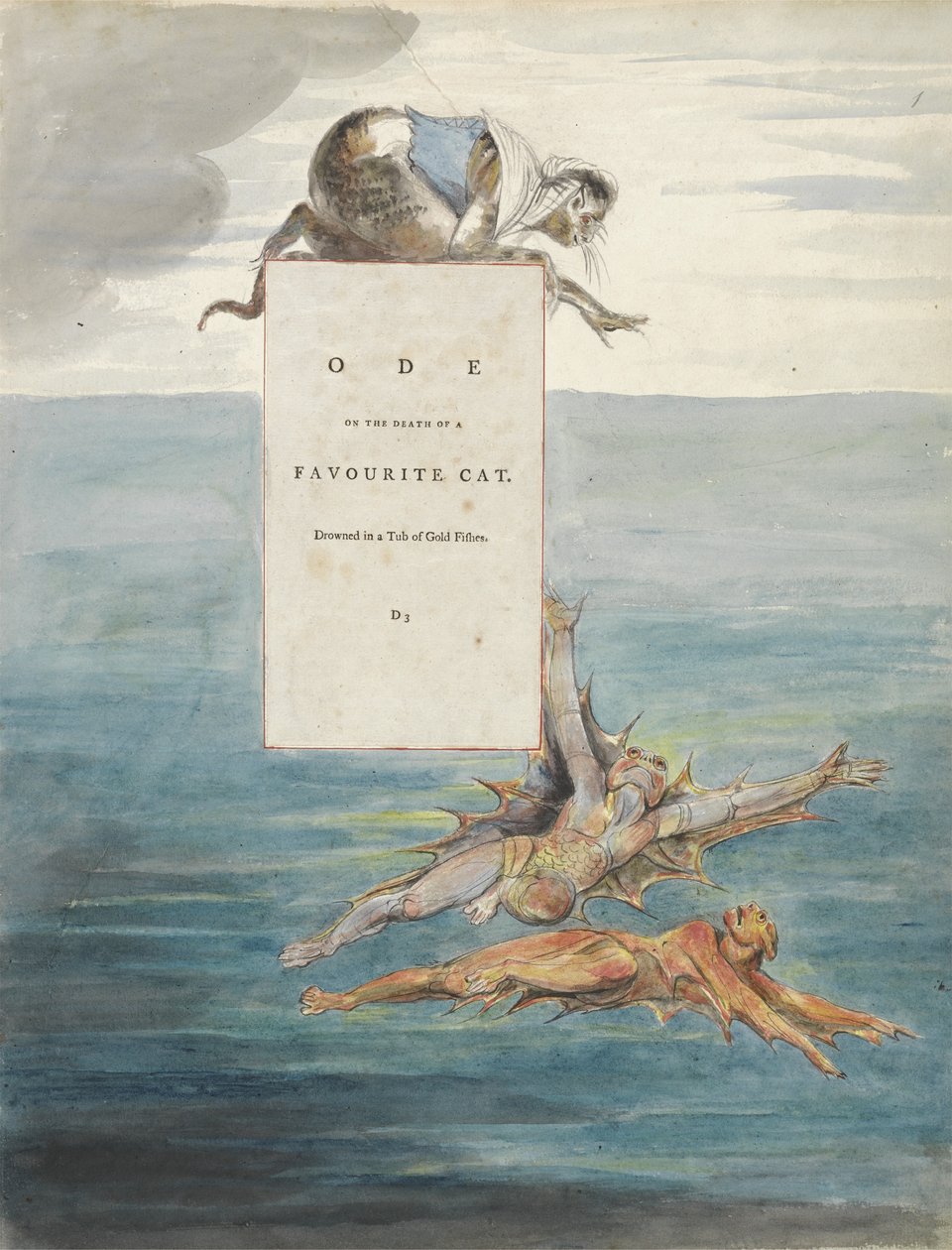 „Óda egy kedvenc macska haláláról”, 7. terv a „Thomas Gray költeményeihez” alkotó: William Blake