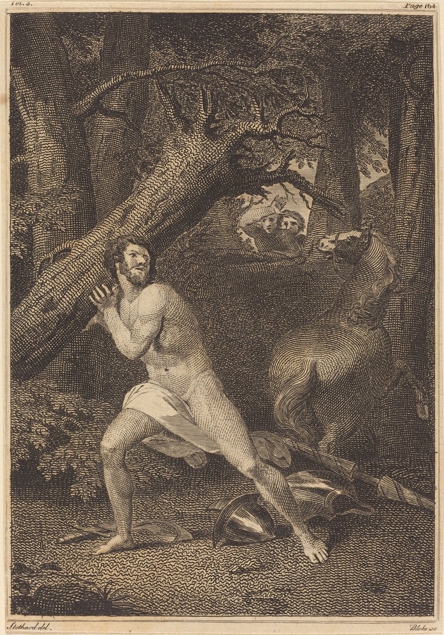 Orlando dühében, fákat tép, 1783. alkotó: William Blake
