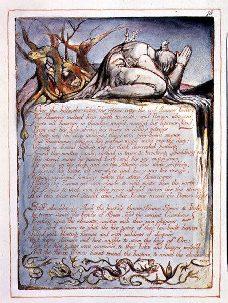 "Over the Hills", 16. lemez az "Amerika, egy prófécia" című filmből alkotó: William Blake