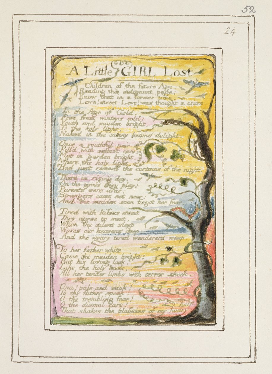P.124-1950.pt52 Elveszett kislány: 52. lemez a Songs of Inocence and of Experience-ből (R példány) 1802-08 körül (rézkarc, tinta és wc) alkotó: William Blake