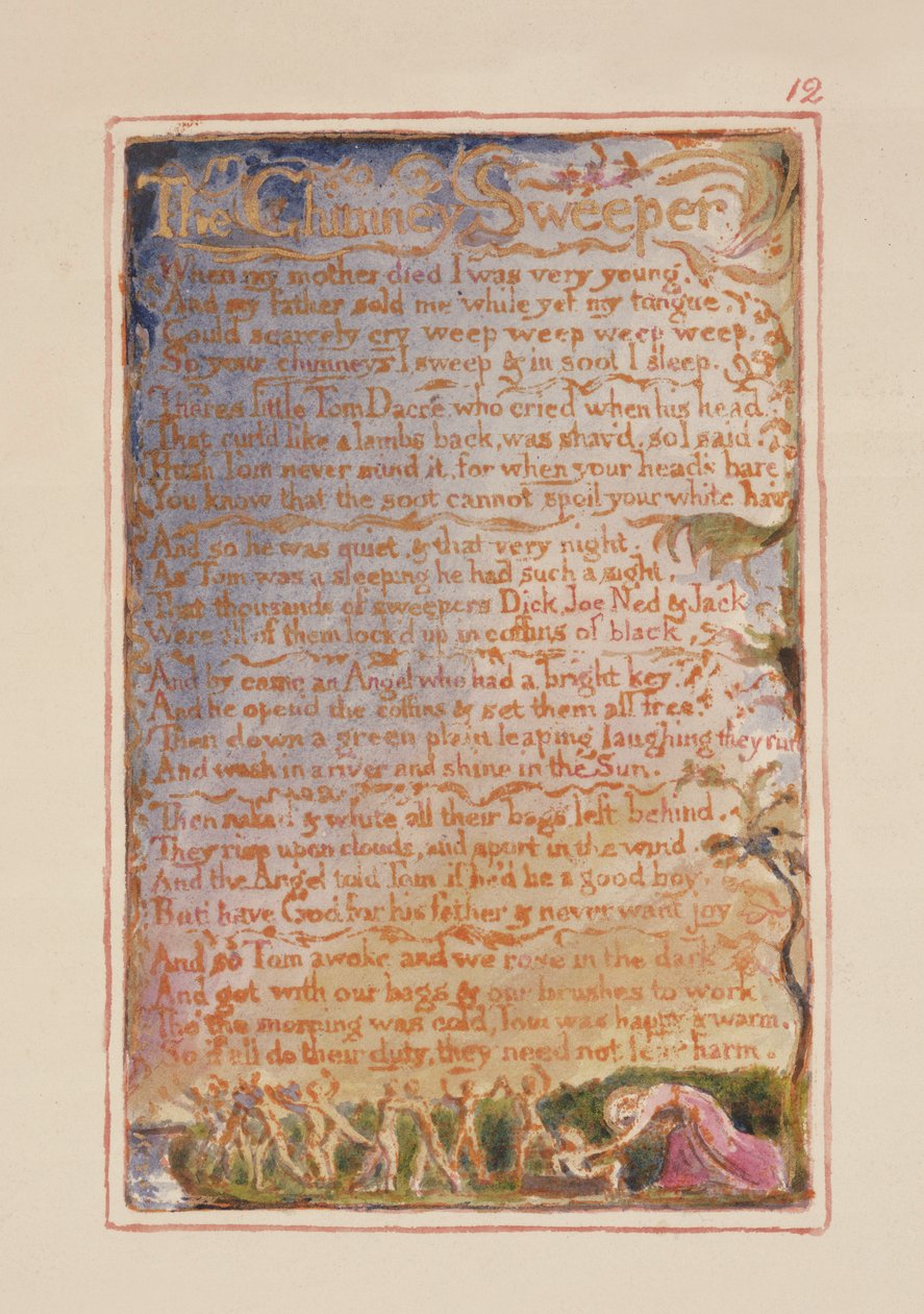 P.125-1950.pt12 A kéményseprő: 12. lemez a Songs of Inocence and of Experience-ből (AA példány) 1815-26 körül (rézkarc, tinta és wc) alkotó: William Blake