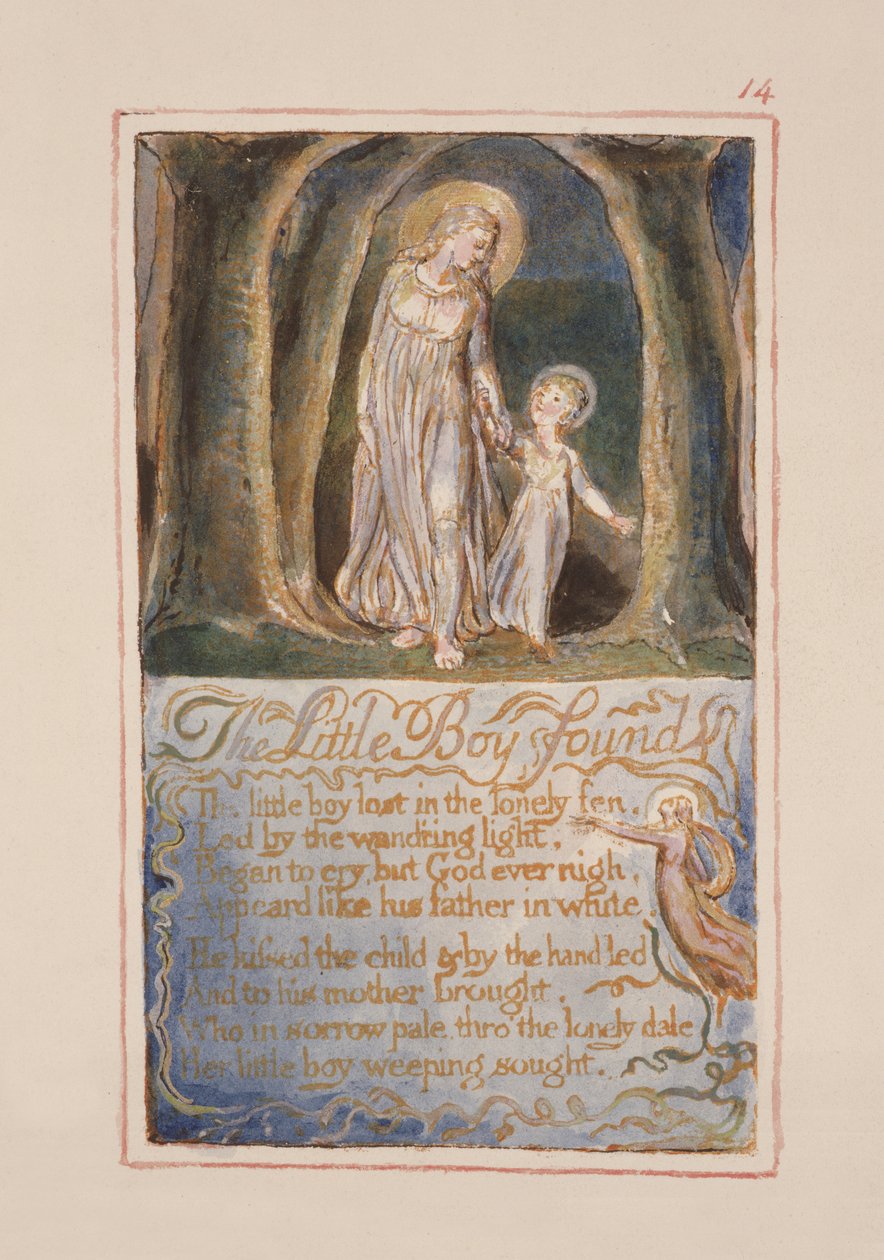 P.125-1950.pt14 A megtalált kisfiú: 14. lemez a Songs of Inocence and of Experience-ből (AA másolat) 1815-26 körül (rézkarc, tinta és wc) alkotó: William Blake