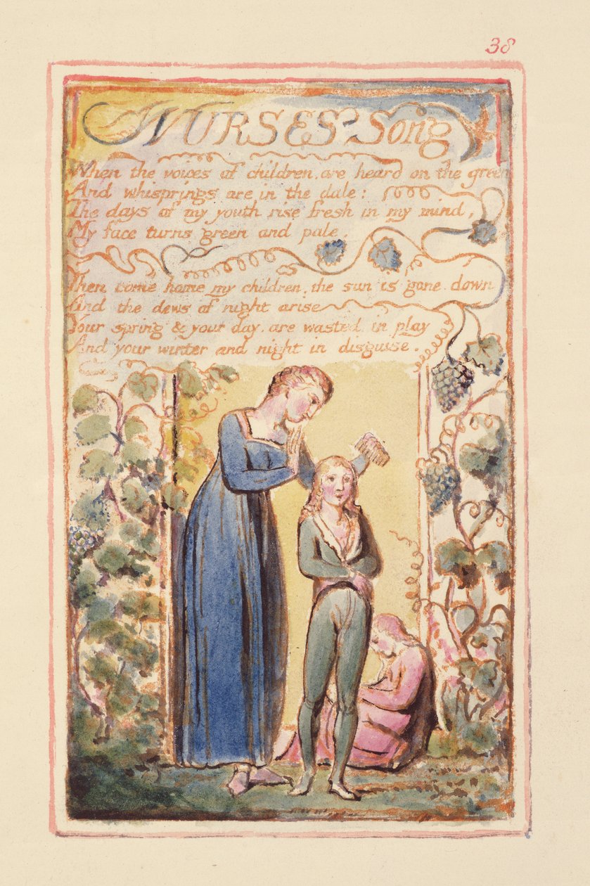 P.125-1950.pt38 Nurses Song: 38. lemez a Songs of Inocence and of Experience-ből (AA másolat) 1815-26 körül (rézkarc, tinta és wc) alkotó: William Blake