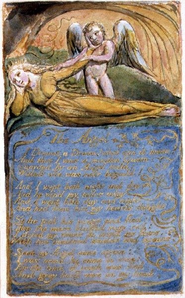 P.125-1950.pt41 Az angyal: Az ártatlanság és tapasztalat énekei (AA példány) 1815-26 körüli 41-es lemeze (rézkarc, tus és akvarell) alkotó: William Blake