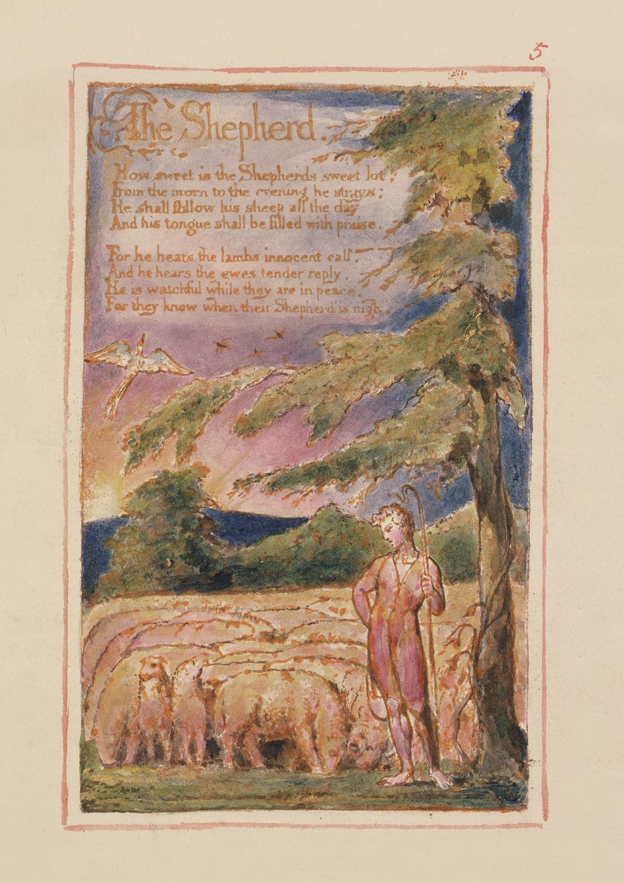P.125.1950.pt5 A pásztor: 5. tábla az ártatlanság és tapasztalat énekeiből (AA példány) 1815-26 körül (rézkarc, tinta és wc) alkotó: William Blake