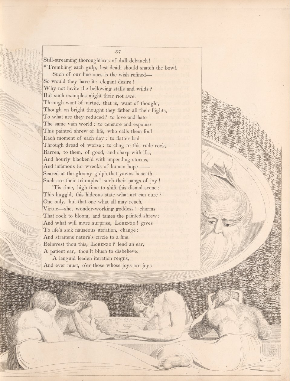 29. tábla (57. oldal): „Minden korty remegése, nehogy a halál elragadja a tálat” alkotó: William Blake