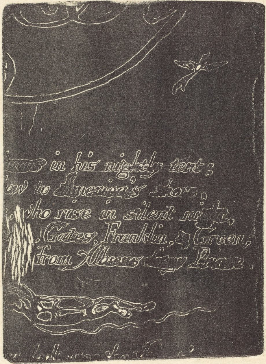 Restrike egy prófécia törölt lemezének töredékéből, 1793. alkotó: William Blake