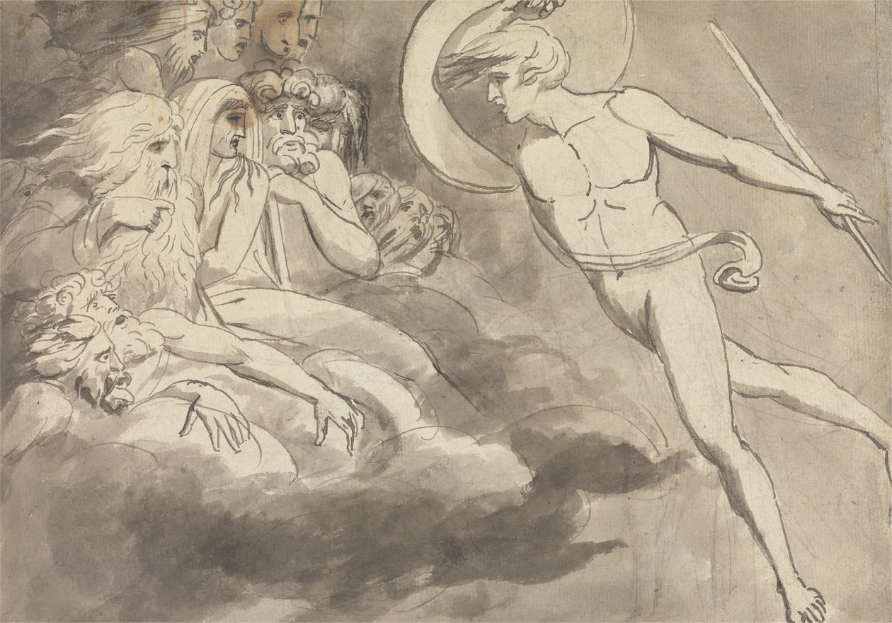 Sátán a Káosz udvarához közeledik alkotó: William Blake