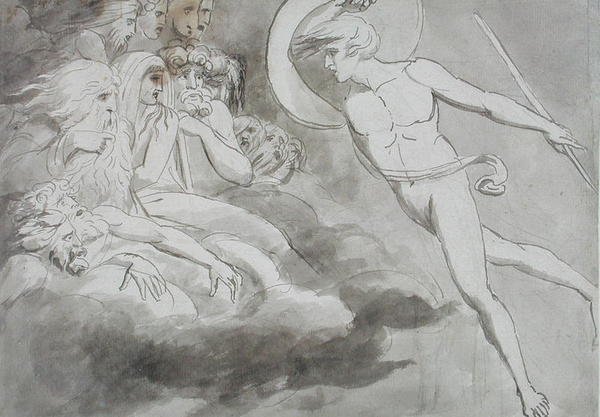 Sátán közeledik a káosz udvarához alkotó: William Blake