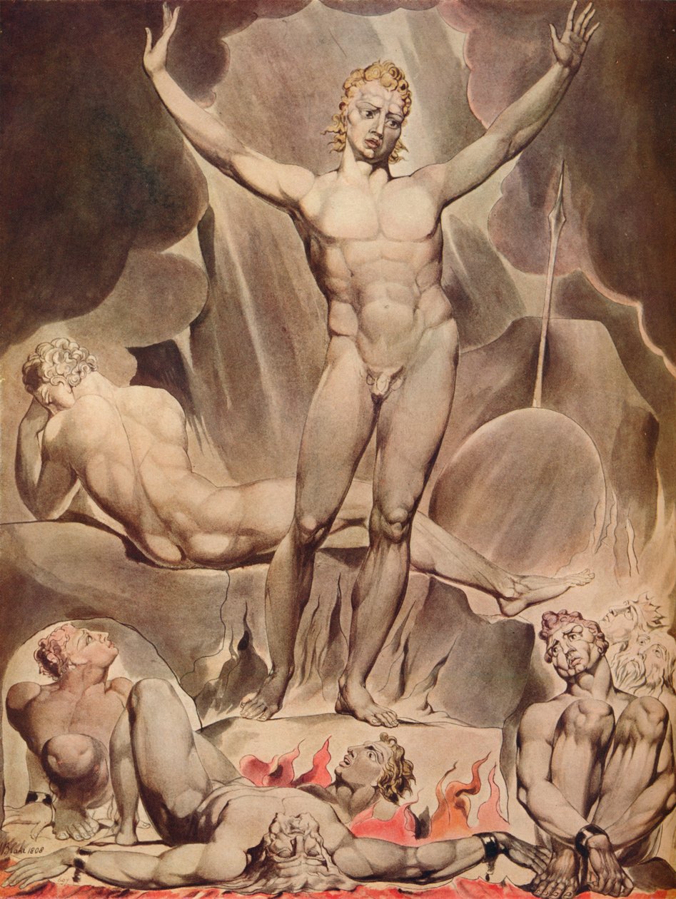 Sátán felkelti a lázadó angyalokat, 1808 alkotó: William Blake
