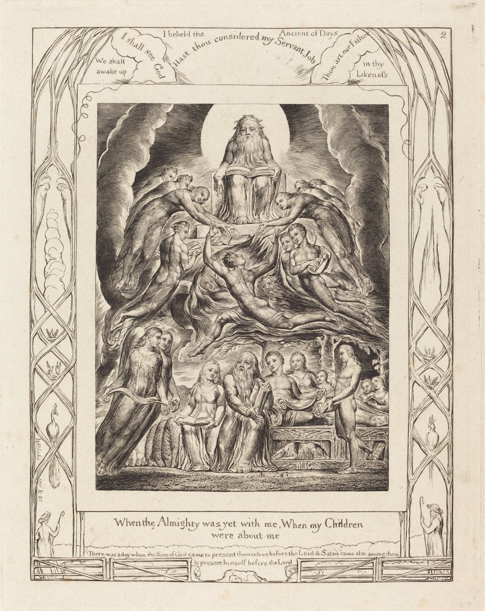Sátán Isten trónja előtt, 1825. alkotó: William Blake