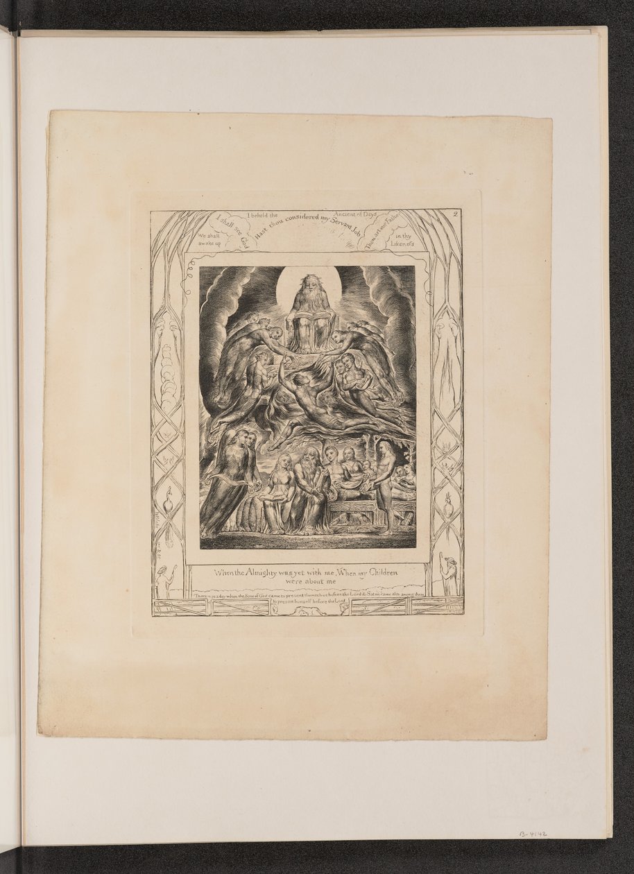 Sátán Isten trónja előtt, 1825. alkotó: William Blake