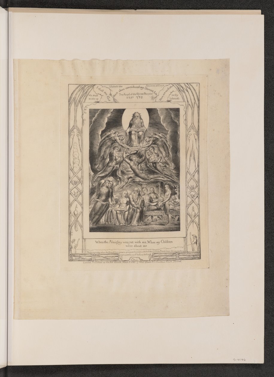 Sátán Isten trónja előtt, 1825. alkotó: William Blake
