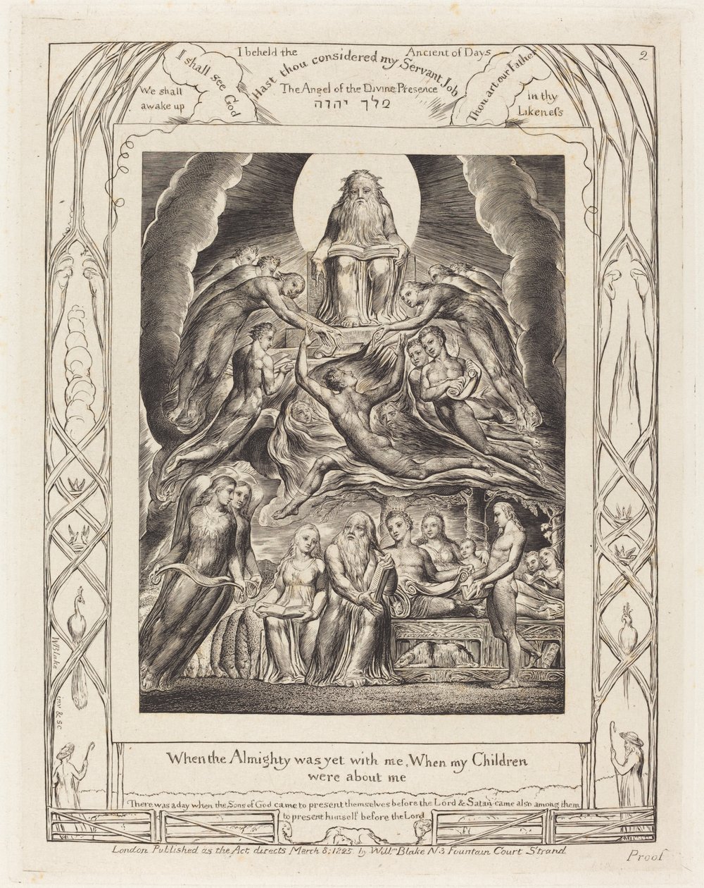 Sátán Isten trónja előtt, 1825. alkotó: William Blake