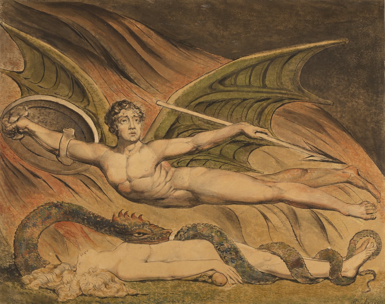 Sátán ujjong Éva felett alkotó: William Blake