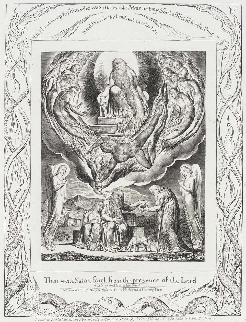Sátán távozik az Úr jelenlétéből alkotó: William Blake