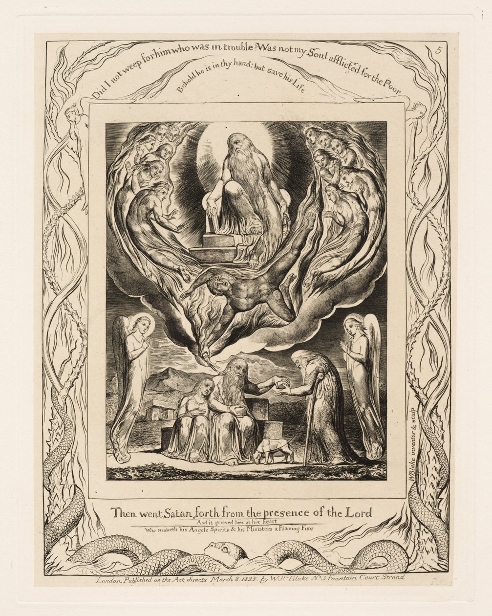 Sátán távozik az Úr színe elől alkotó: William Blake