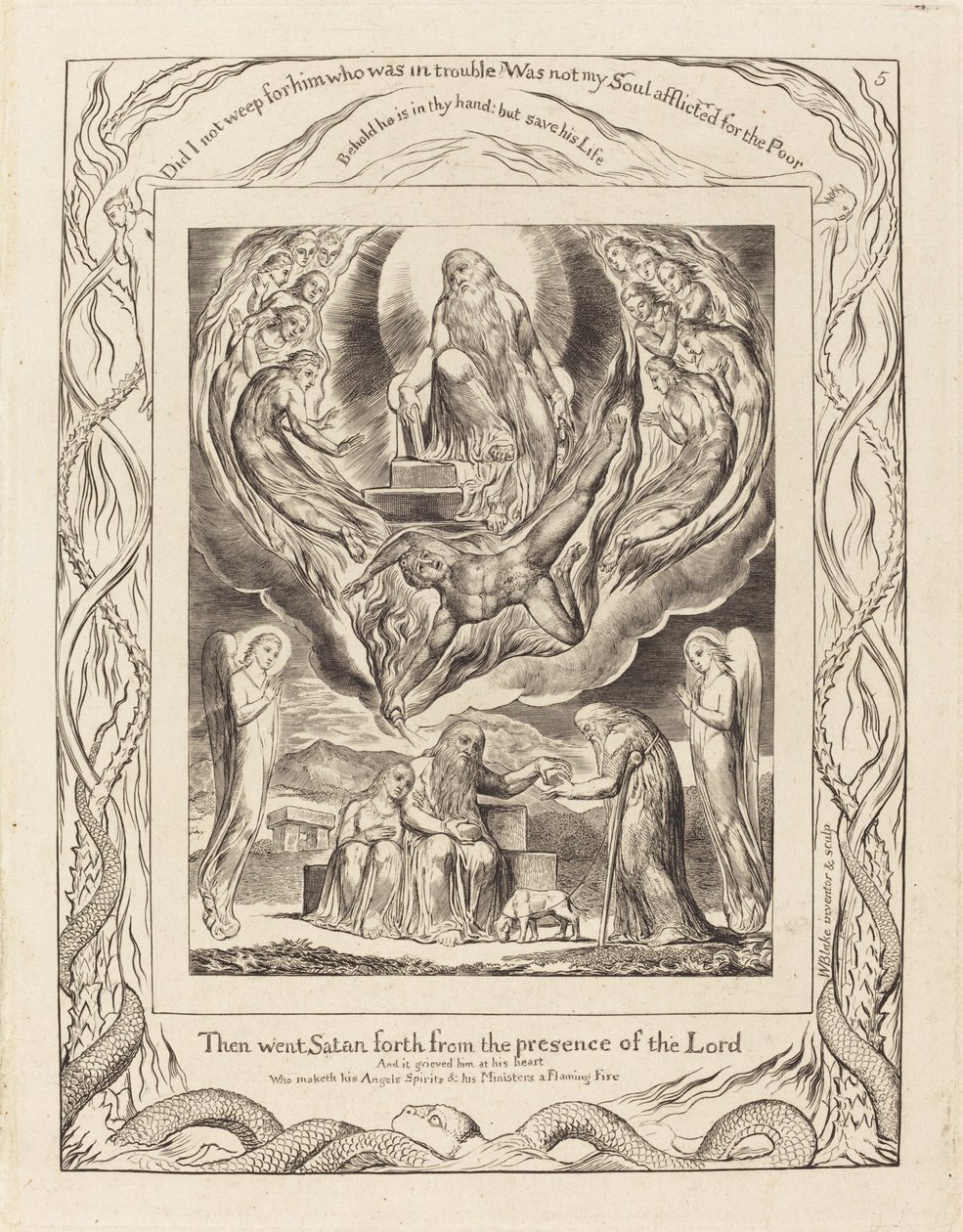 Sátán kivonul az Úr jelenlétéből, 1825. alkotó: William Blake