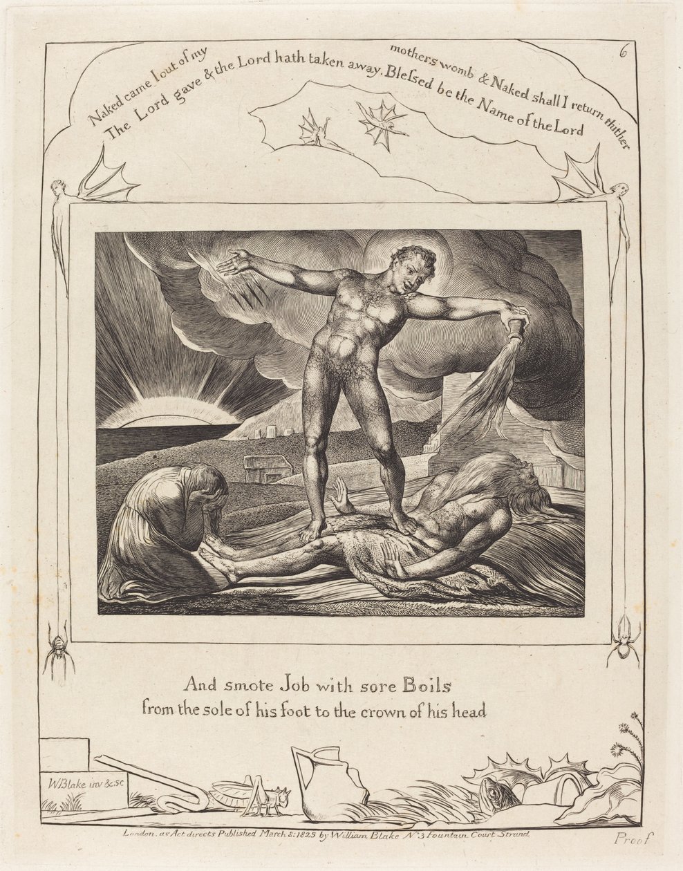 A Sátán megsemmisíti az állást, 1825. alkotó: William Blake