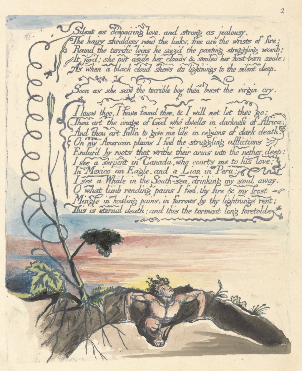 „Csendes, mint a kétségbeesett szerelem...”, 4. lemez az „Amerika: prófécia” című könyvből alkotó: William Blake