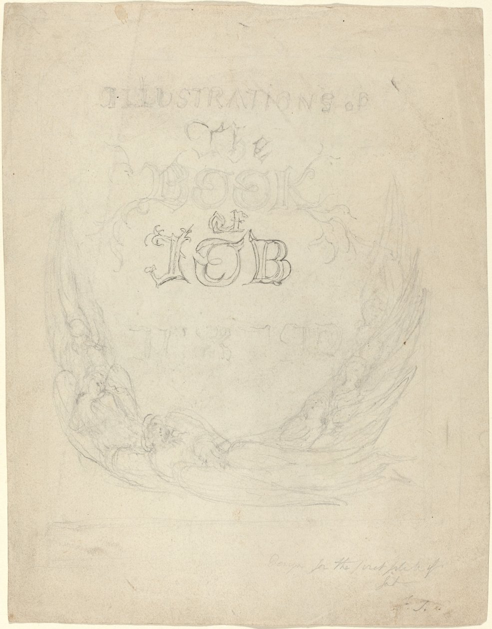 Vázlat a Jób könyvének vésett illusztrációinak címlapjához alkotó: William Blake